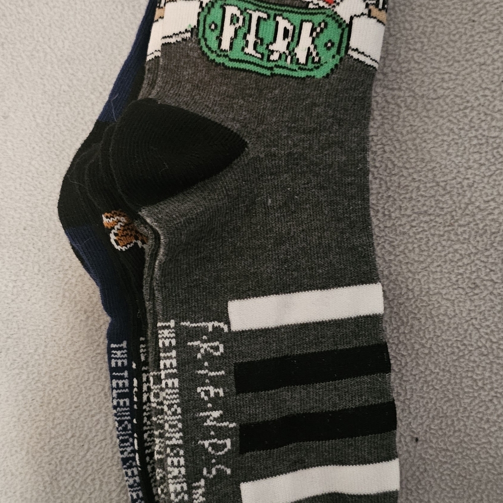 Friends Themed Gray and Black Socks